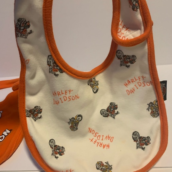 HARLEY DAVIDSON Baby Bibs Set Of Two 0-24m Orange White - Picture 6 of 9